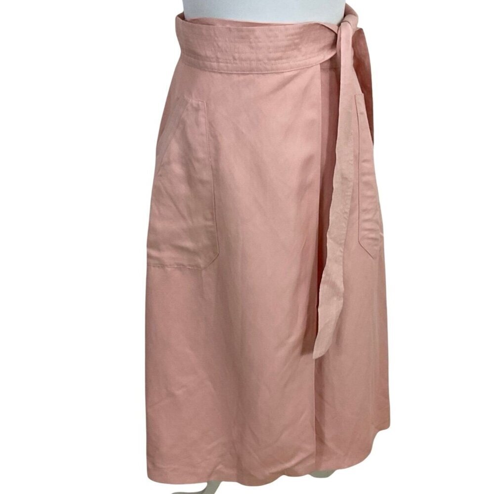 Sandro Paris Wrap Linen Midi Skirt Size 1 FR 36 / US 4  Baby Pink MSRP $245